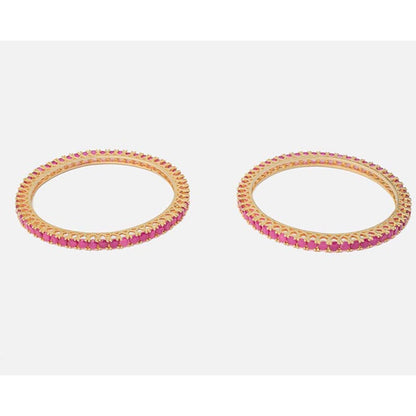 VIVINIA By Vidhi Mehra Zia Gold Plated Pink Womens Zircon Bangles