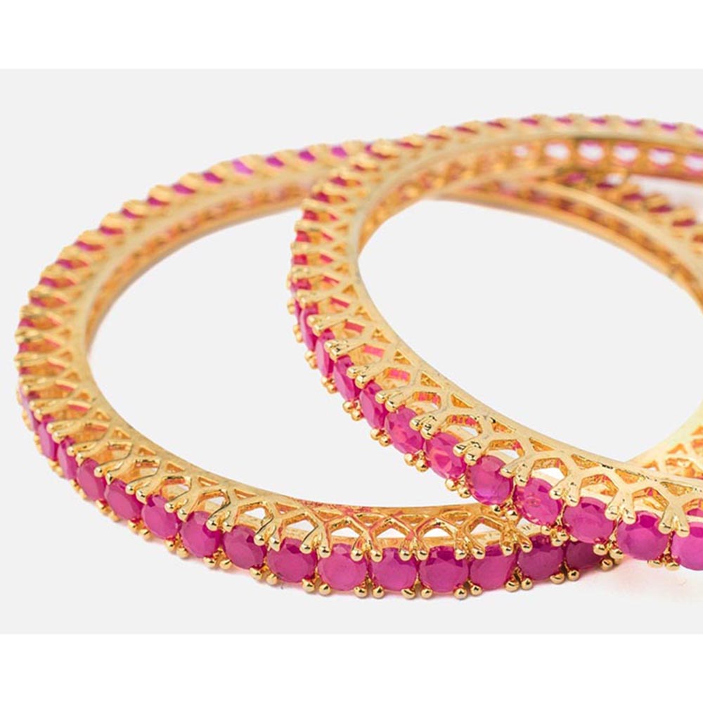 VIVINIA By Vidhi Mehra Zia Gold Plated Pink Womens Zircon Bangles