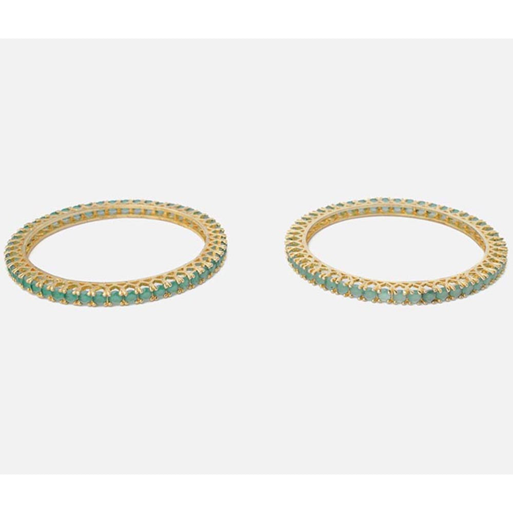 VIVINIA By Vidhi Mehra Zia 2.0 Gold Plated Green Womens Zircon A Bangles