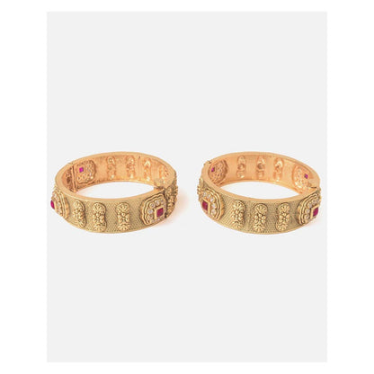 VIVINIA By Vidhi Mehra Gold Plated Red Temple Womens Bangles