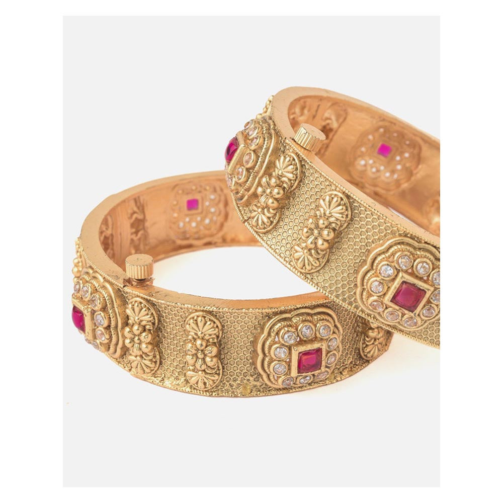 VIVINIA By Vidhi Mehra Gold Plated Red Temple Womens Bangles