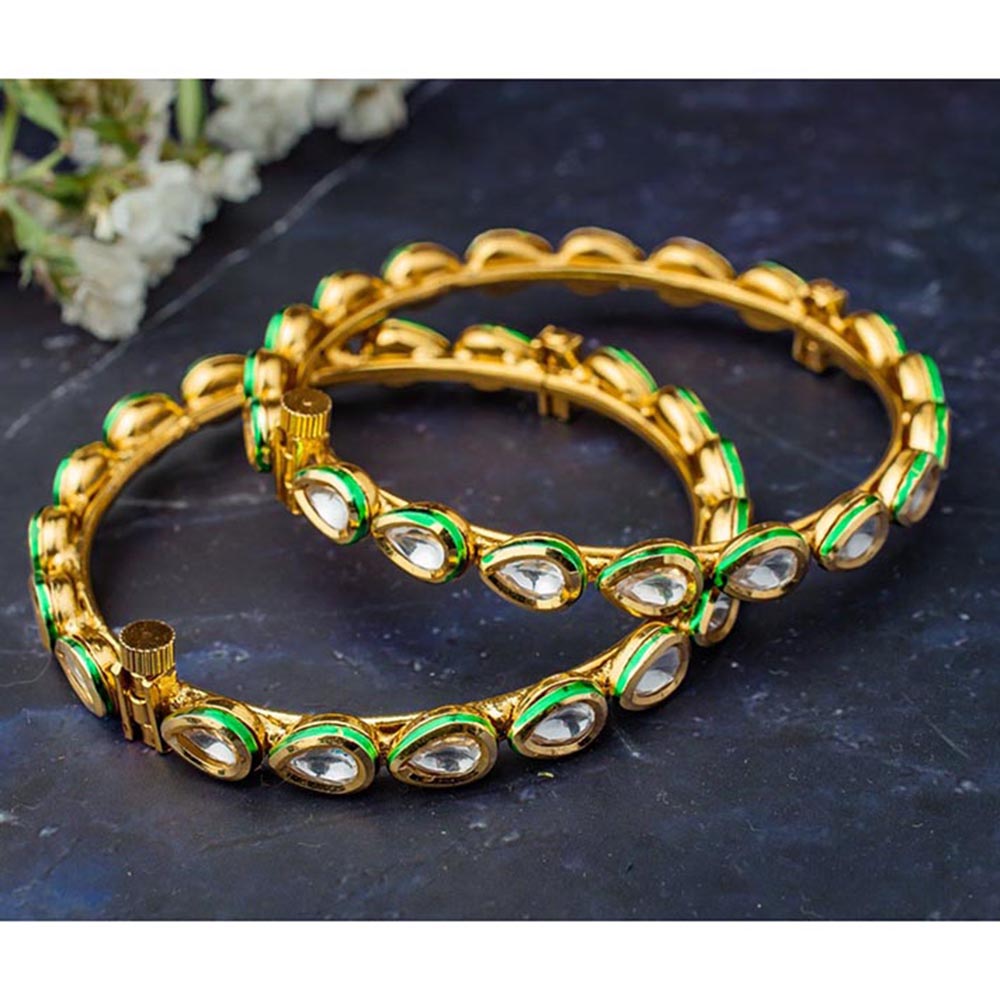 VIVINIA By Vidhi Mehra Aatman Gold Plated Womens Kundan Polki Bangles
