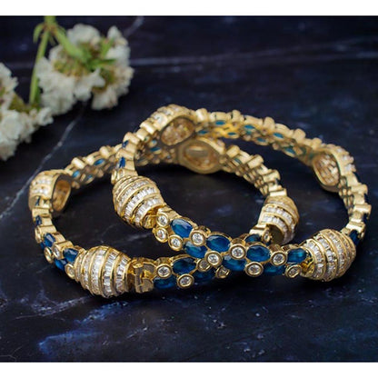 VIVINIA By Vidhi Mehra Zia Gold Plated Blue Womens Kundan Polki Bangles