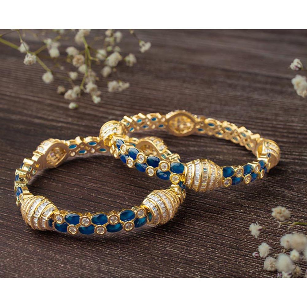 VIVINIA By Vidhi Mehra Zia Gold Plated Blue Womens Kundan Polki Bangles
