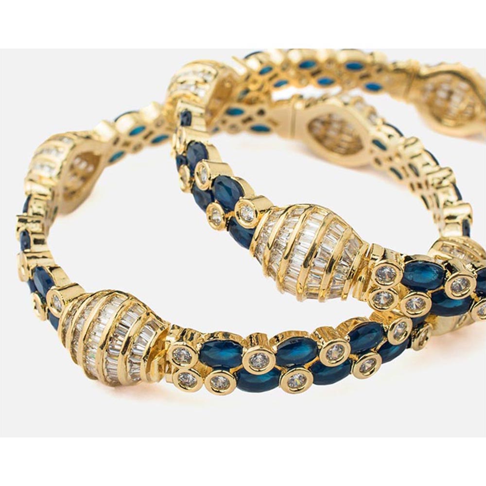 VIVINIA By Vidhi Mehra Zia Gold Plated Blue Womens Kundan Polki Bangles