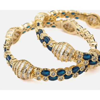 VIVINIA By Vidhi Mehra Zia Gold Plated Blue Womens Kundan Polki Bangles