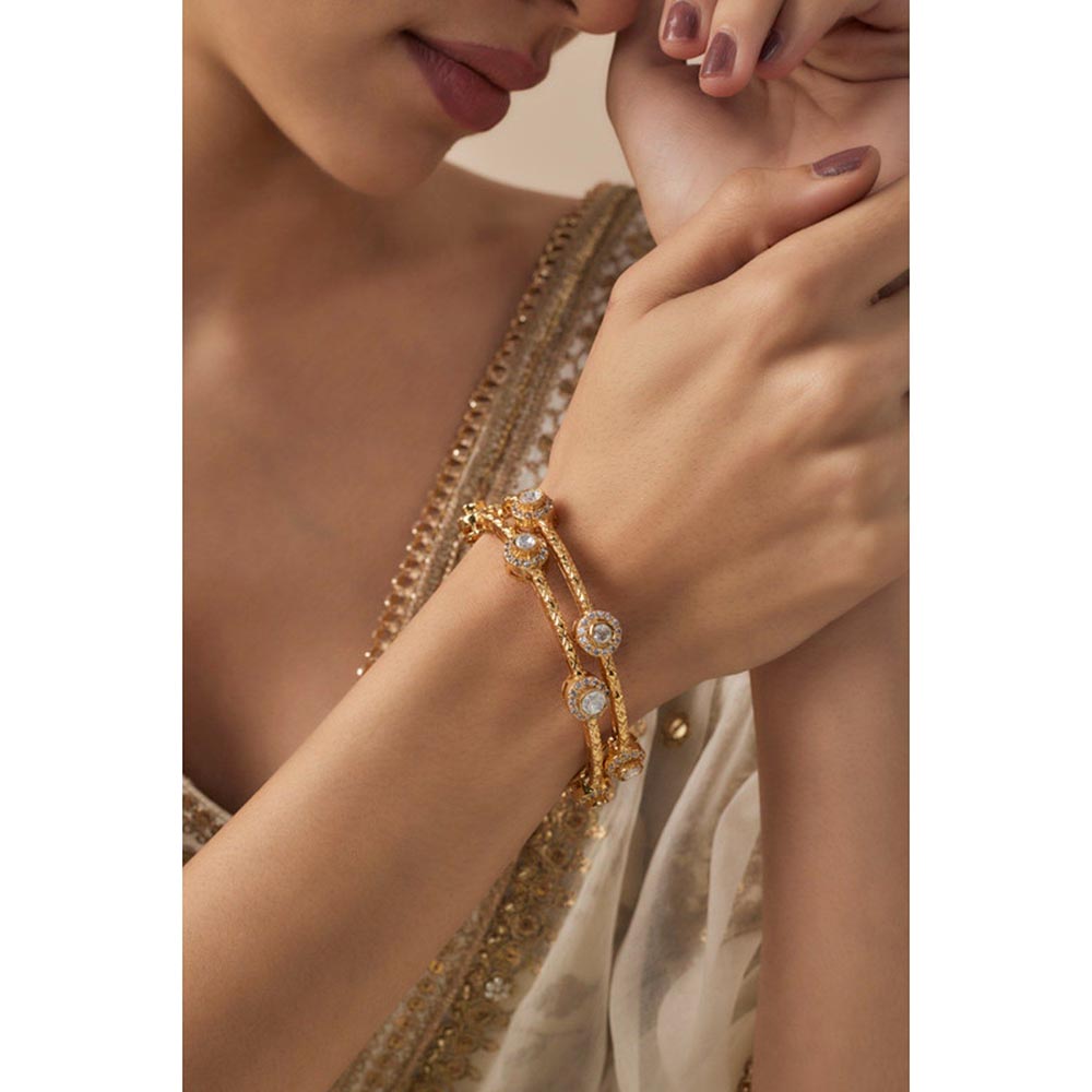 VIVINIA By Vidhi Mehra Gold Plated Womens Synthetic Stone Bangles