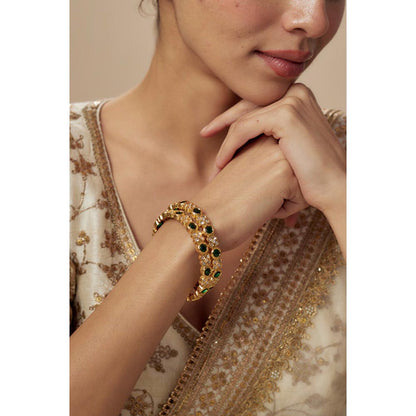 VIVINIA By Vidhi Mehra Saadgi Gold Plated Green Womens Kundan Polki Bangles