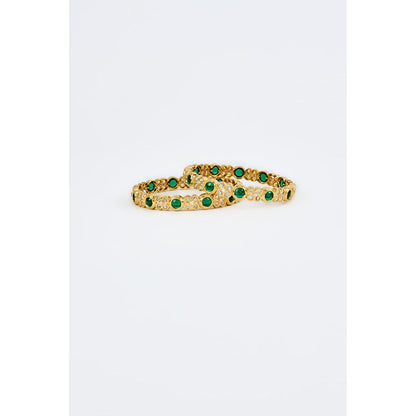 VIVINIA By Vidhi Mehra Saadgi Gold Plated Green Womens Kundan Polki Bangles
