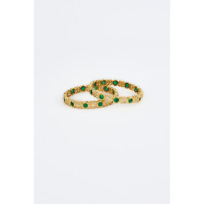 VIVINIA By Vidhi Mehra Saadgi Gold Plated Green Womens Kundan Polki Bangles