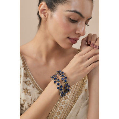 VIVINIA By Vidhi Mehra Burgundy Silver Plated Blue Womens Beaded Bangles