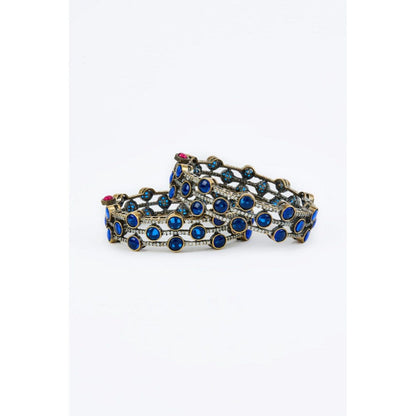 VIVINIA By Vidhi Mehra Burgundy Silver Plated Blue Womens Beaded Bangles