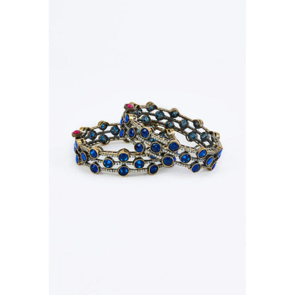 VIVINIA By Vidhi Mehra Burgundy Silver Plated Blue Womens Beaded Bangles