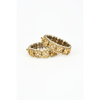 VIVINIA By Vidhi Mehra Saadgi Gold Plated Pink Kundan Polki Womens Bangles