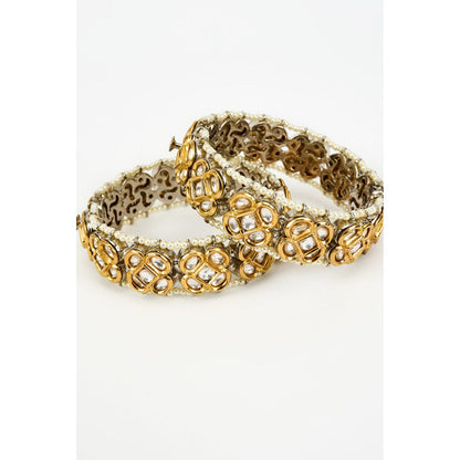 VIVINIA By Vidhi Mehra Saadgi Gold Plated Pink Kundan Polki Womens Bangles