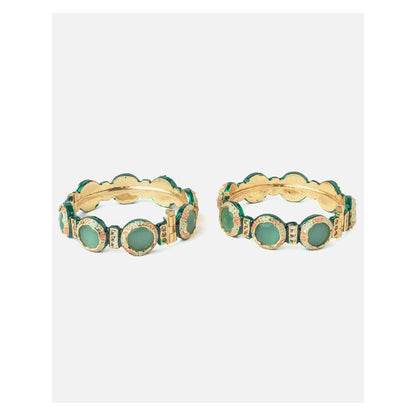 VIVINIA By Vidhi Mehra Gold Plated Green Kundan Polki Womens Bangles