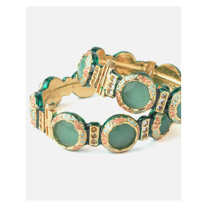 VIVINIA By Vidhi Mehra Gold Plated Green Kundan Polki Womens Bangles