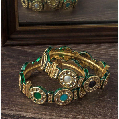 VIVINIA By Vidhi Mehra Gold Plated Multi Colored Kundan Polki Womens Bangles