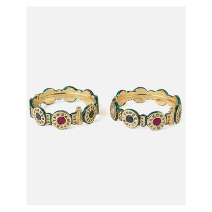 VIVINIA By Vidhi Mehra Gold Plated Multi Colored Kundan Polki Womens Bangles