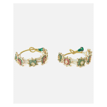 VIVINIA By Vidhi Mehra Gold Plated Multi Colored Kundan Polki Womens Bangles