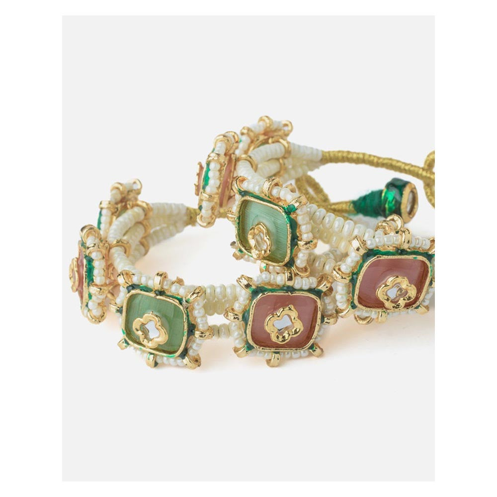 VIVINIA By Vidhi Mehra Gold Plated Multi Colored Kundan Polki Womens Bangles