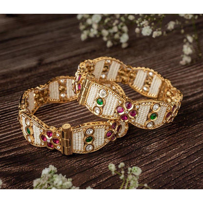 VIVINIA By Vidhi Mehra Isvaraah 2.0 Gold Plated Beads Synthetic Stone Bangles