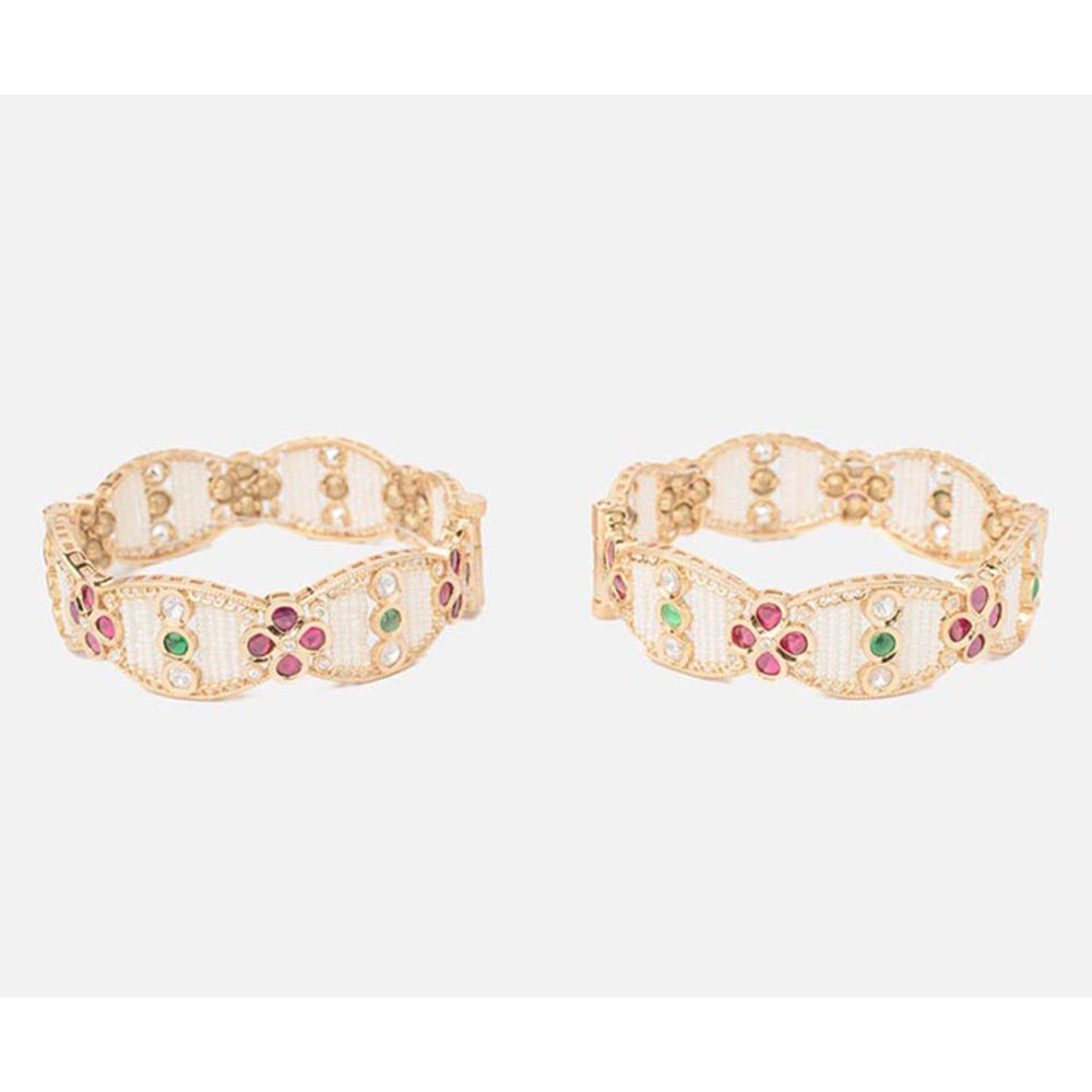 VIVINIA By Vidhi Mehra Isvaraah 2.0 Gold Plated Beads Synthetic Stone Bangles