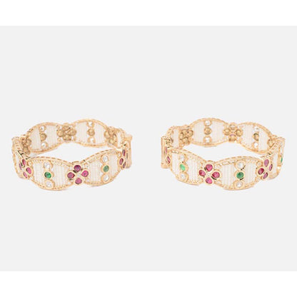 VIVINIA By Vidhi Mehra Isvaraah 2.0 Gold Plated Beads Synthetic Stone Bangles