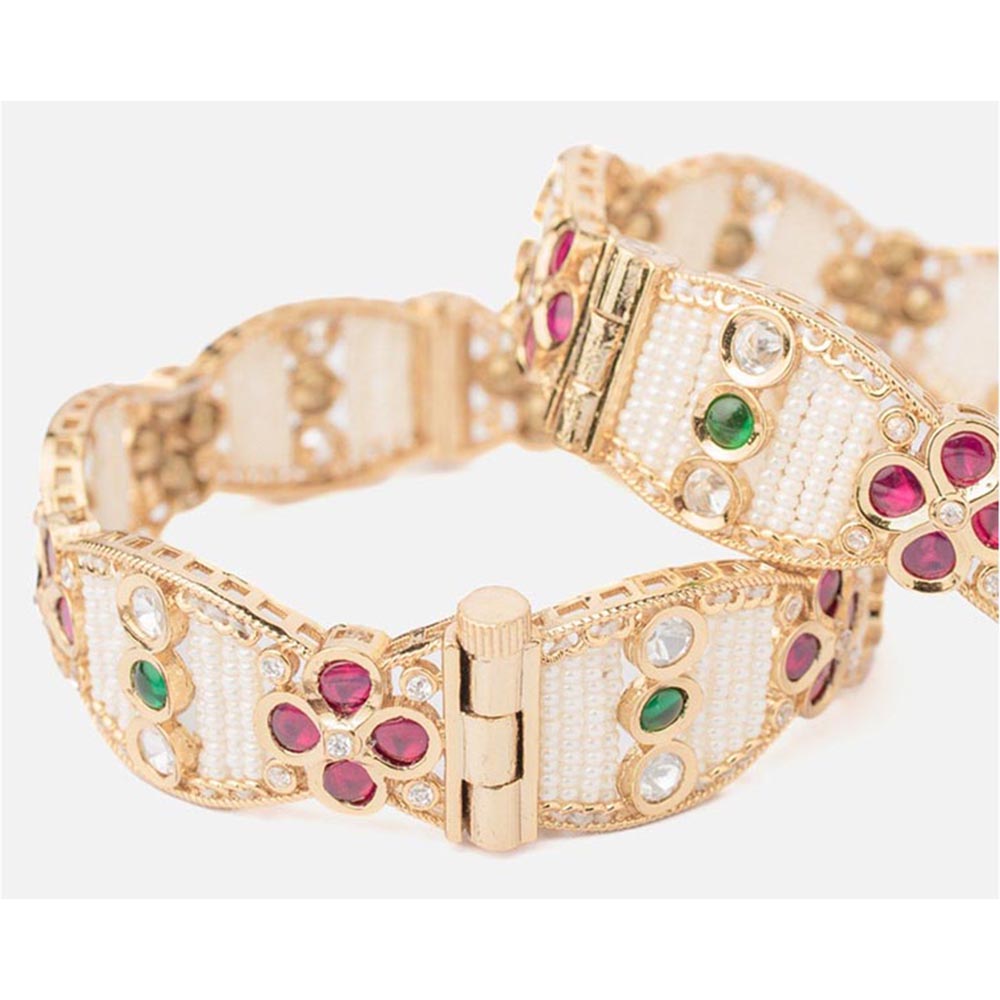 VIVINIA By Vidhi Mehra Isvaraah 2.0 Gold Plated Beads Synthetic Stone Bangles
