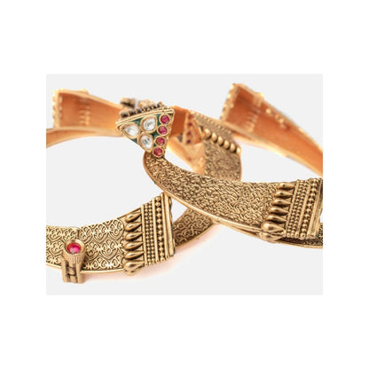 VIVINIA By Vidhi Mehra Isvaraah 2.0 Gold Plated Temple Bangles
