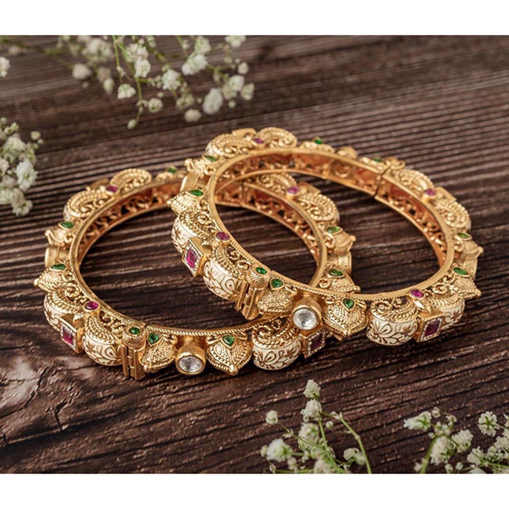 VIVINIA By Vidhi Mehra Isvaraah 2.0 Gold Plated Temple Bangles