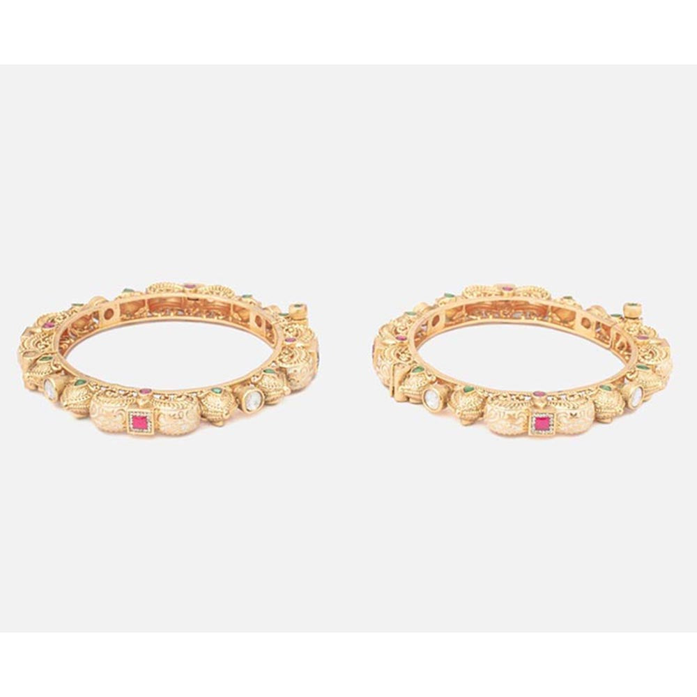 VIVINIA By Vidhi Mehra Isvaraah 2.0 Gold Plated Temple Bangles