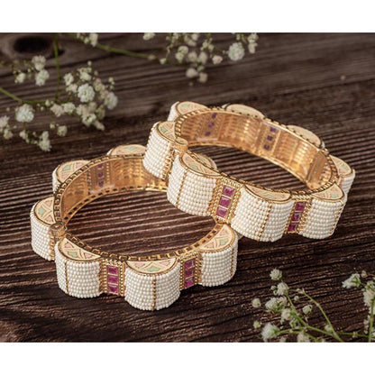 VIVINIA By Vidhi Mehra Isvaraah 2.0 Gold Plated Beads Synthetic Stone Bangles