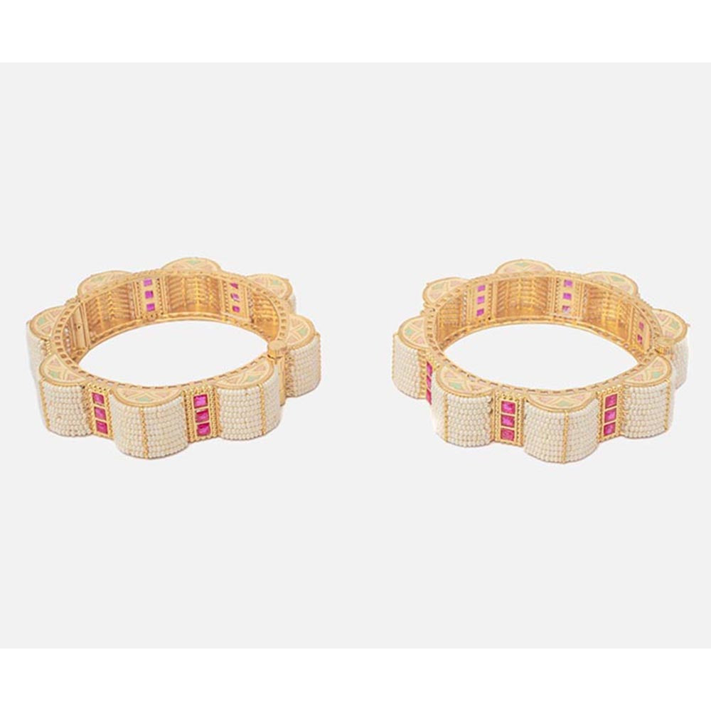 VIVINIA By Vidhi Mehra Isvaraah 2.0 Gold Plated Beads Synthetic Stone Bangles