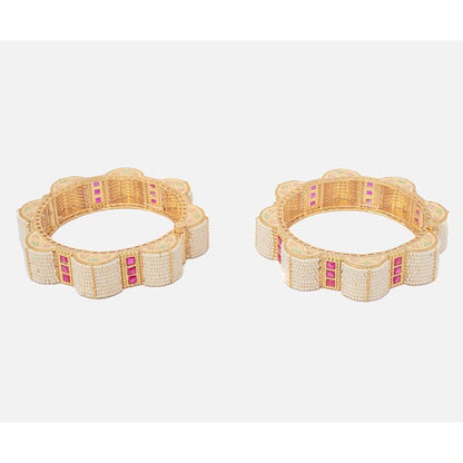 VIVINIA By Vidhi Mehra Isvaraah 2.0 Gold Plated Beads Synthetic Stone Bangles