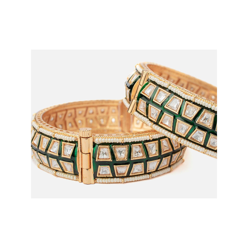 VIVINIA By Vidhi Mehra Isvaraah 2.0 Gold Plated Kundan Polki Bangles
