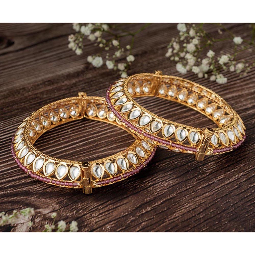 VIVINIA By Vidhi Mehra Isvaraah 2.0 Gold Plated Kundan/Polki Bangles