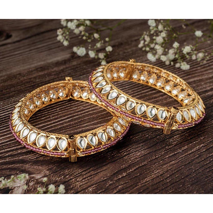 VIVINIA By Vidhi Mehra Isvaraah 2.0 Gold Plated Kundan/Polki Bangles