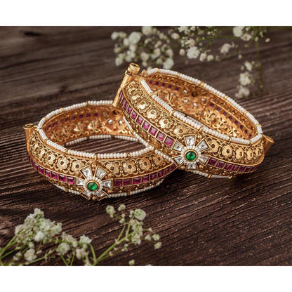 VIVINIA By Vidhi Mehra Isvaraah 2.0 Gold Plated Temple Bangles