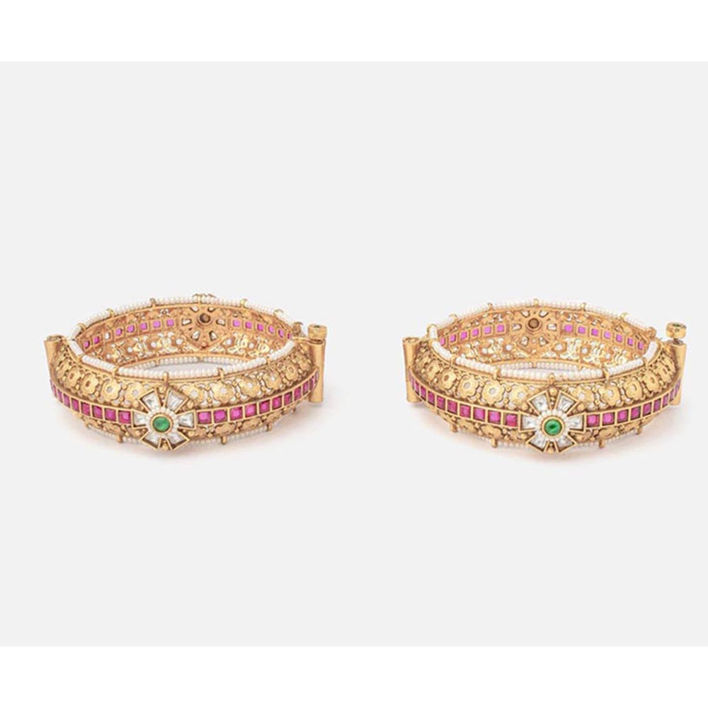VIVINIA By Vidhi Mehra Isvaraah 2.0 Gold Plated Temple Bangles
