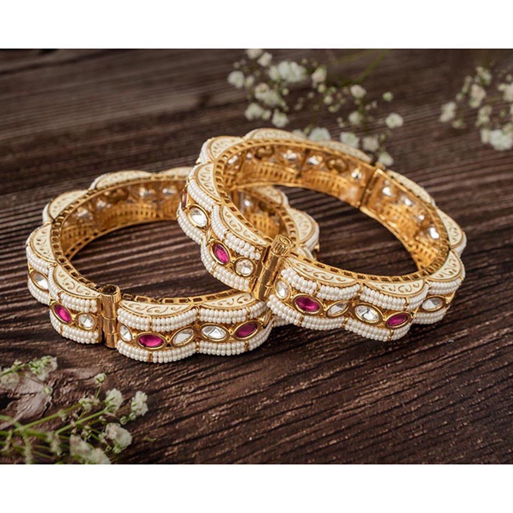 VIVINIA By Vidhi Mehra Isvaraah 2.0 Gold Plated Beads Synthetic Stone Bangles