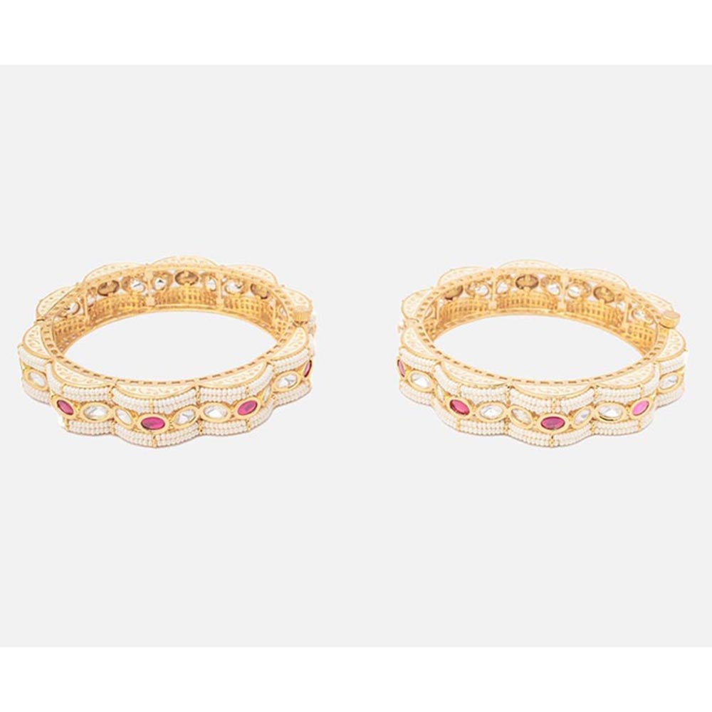 VIVINIA By Vidhi Mehra Isvaraah 2.0 Gold Plated Beads Synthetic Stone Bangles