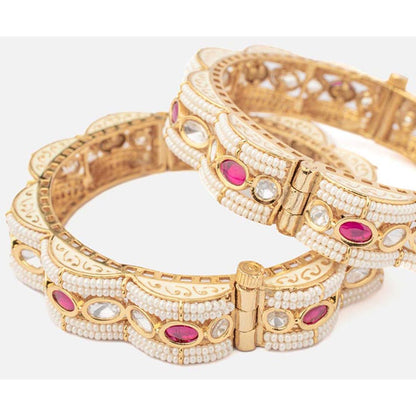 VIVINIA By Vidhi Mehra Isvaraah 2.0 Gold Plated Beads Synthetic Stone Bangles