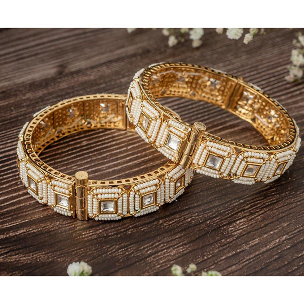 VIVINIA By Vidhi Mehra Isvaraah 2.0 Gold Plated Beads/Synthetic Stone Bangles