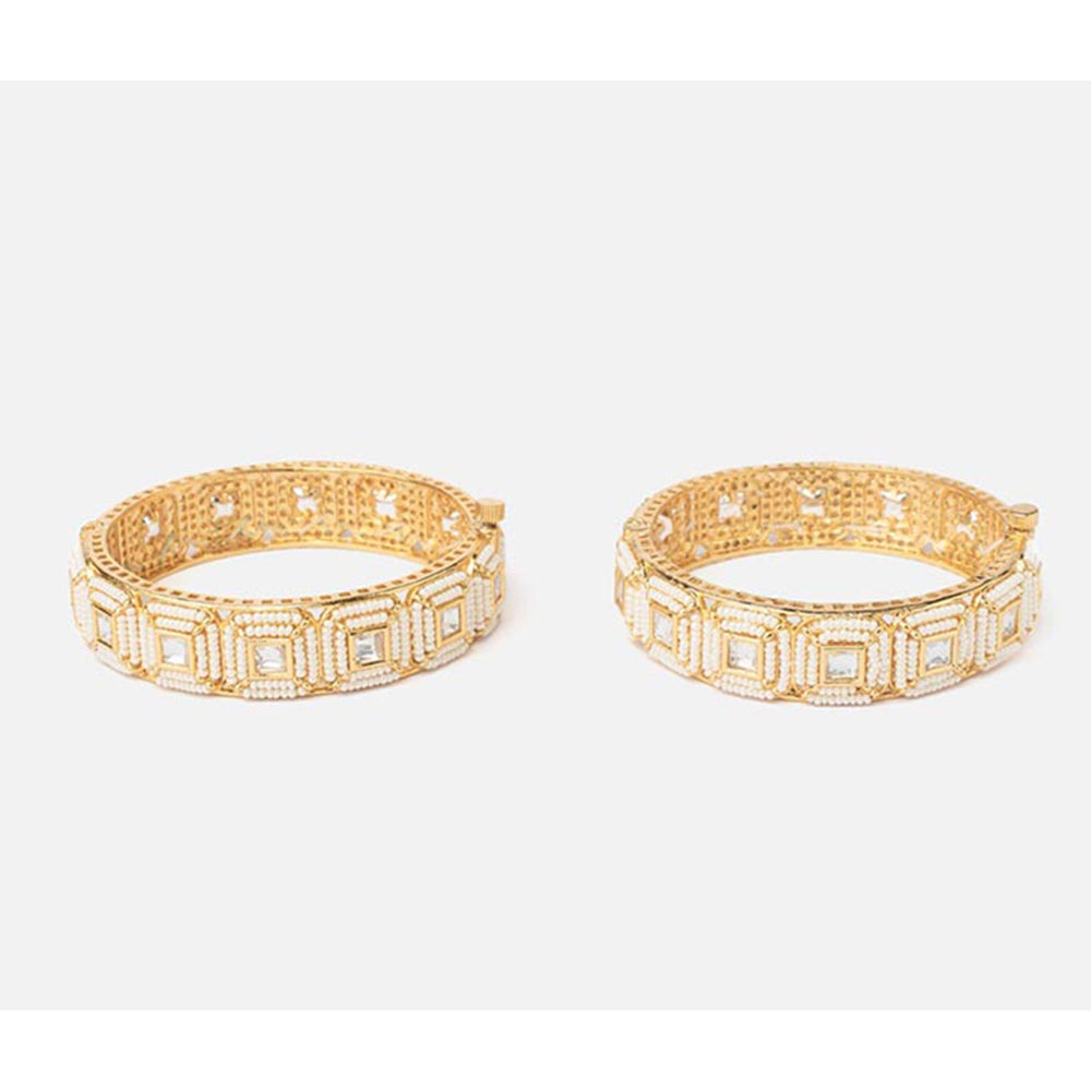 VIVINIA By Vidhi Mehra Isvaraah 2.0 Gold Plated Beads/Synthetic Stone Bangles