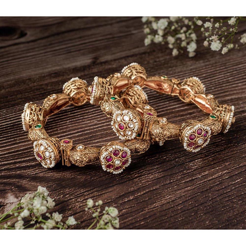 VIVINIA By Vidhi Mehra Isvaraah 2.0 Gold Plated Synthetic Stone Bangles