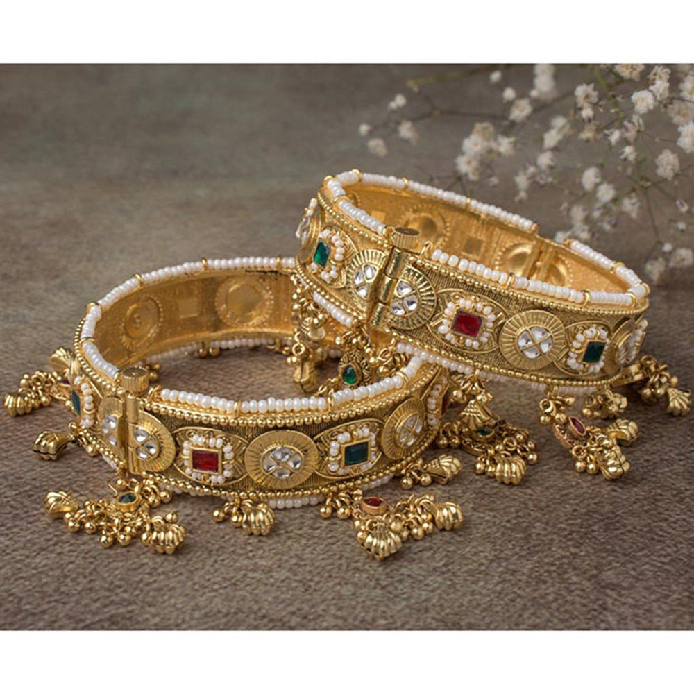 VIVINIA By Vidhi Mehra Gold Plated Multicolored Womens Kundan Polki Bangles