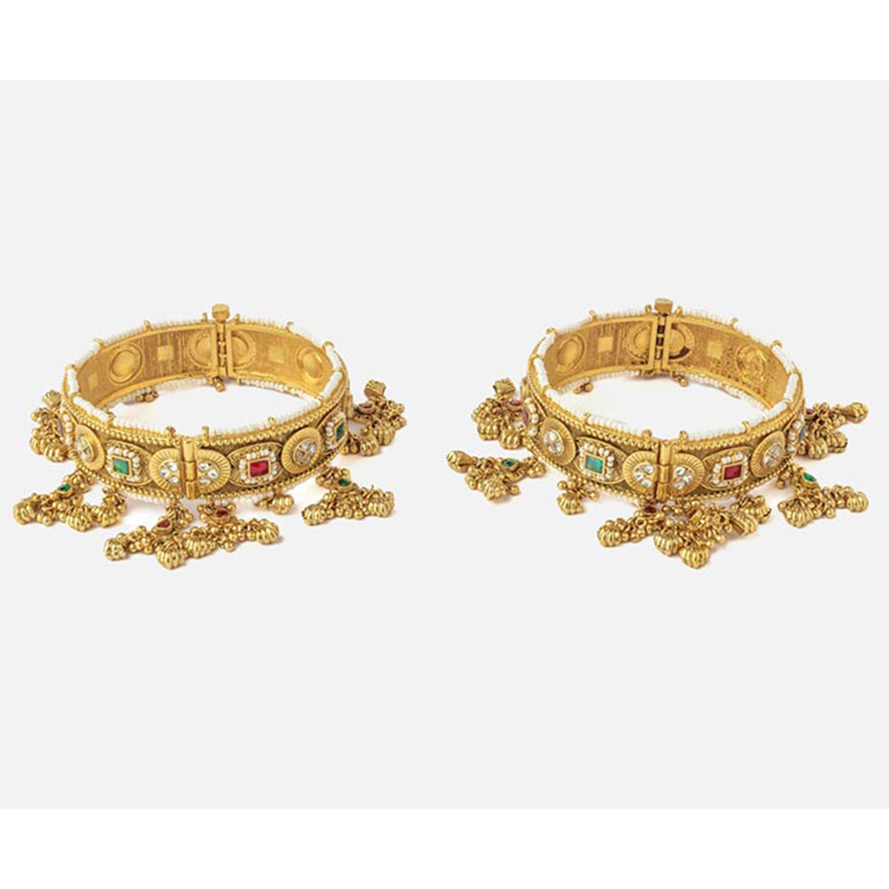 VIVINIA By Vidhi Mehra Gold Plated Multicolored Womens Kundan Polki Bangles