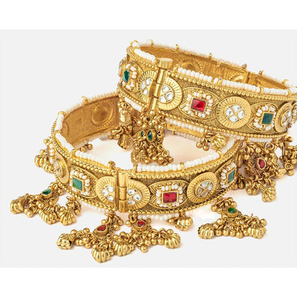 VIVINIA By Vidhi Mehra Gold Plated Multicolored Womens Kundan Polki Bangles