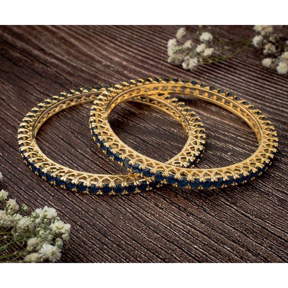 VIVINIA By Vidhi Mehra Zia 2.0 Gold Plated Blue Womens Zircon A Bangles